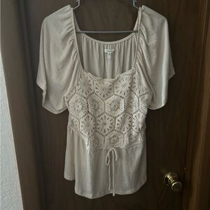 Maurices Cream Crochet Blouse
